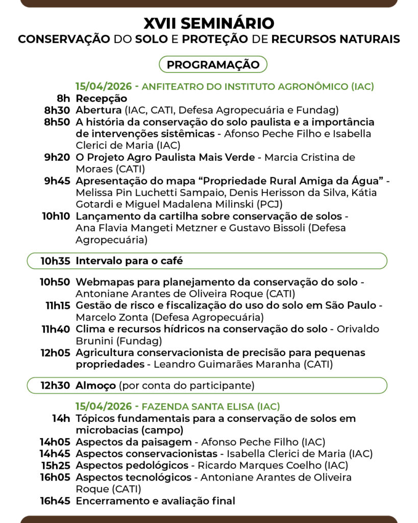 2026 CATI CECOR ARTE Evento XVII Seminario dobre Conservacao do Solo 2