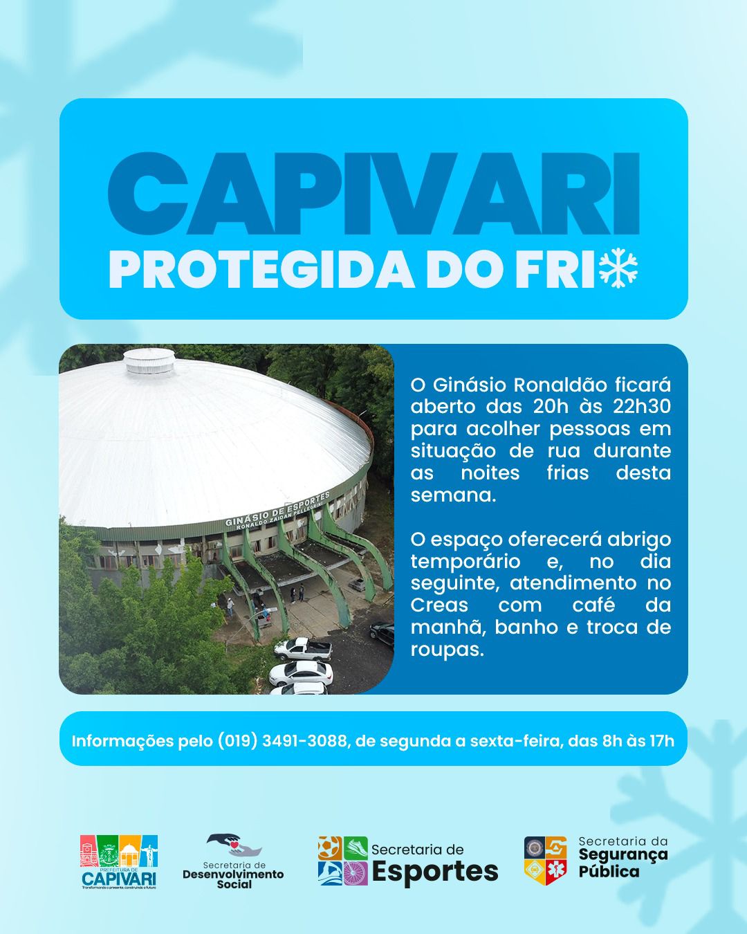 Ginásio de Esportes Ronaldão vai abrigar pessoas em situação de rua a partir da noite desta segunda-feira 5 WhatsApp Image 2026 05 11 at 16.48.34