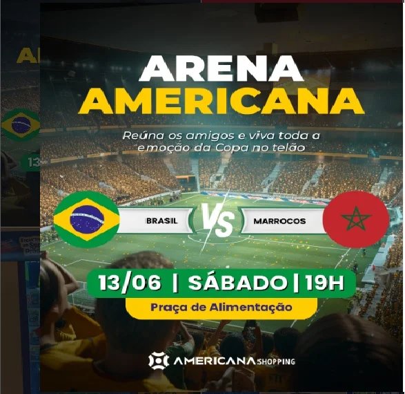Americana Shopping entra em clima de Copa do Mundo 2026 e transmite jogos do Brasil em telões na Praça de Alimentação 14 Copa no Americana