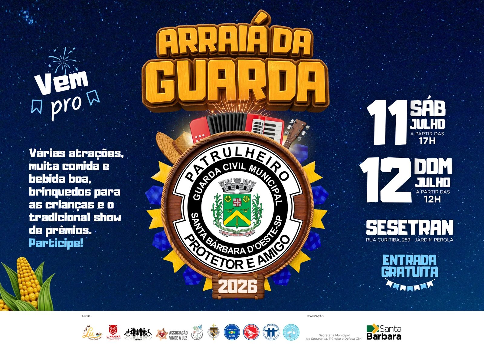 Arraiá da Guarda promete dois dias de festa, solidariedade e integração em Santa Bárbara d'Oeste 5 Site