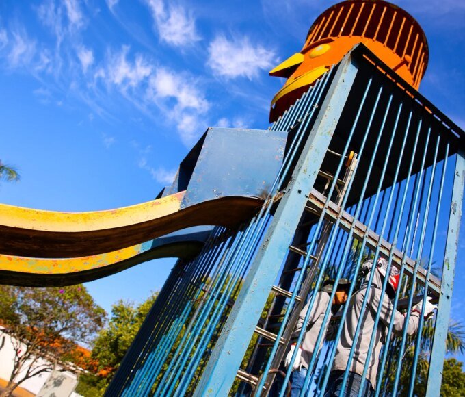 Obras no Parquinho do Panambi avançam com restauro do tradicional robô 14 reforma parque panambi 02