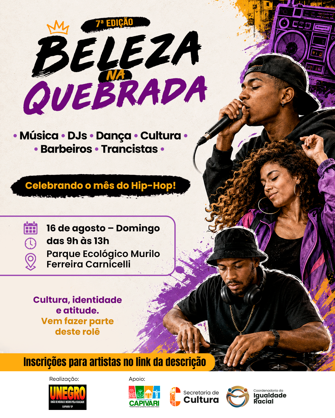 Beleza na Quebrada chega à 7ª edição celebrando o Mês do Hip-Hop no Parque Ecológico 5 Beleza na Quebrada