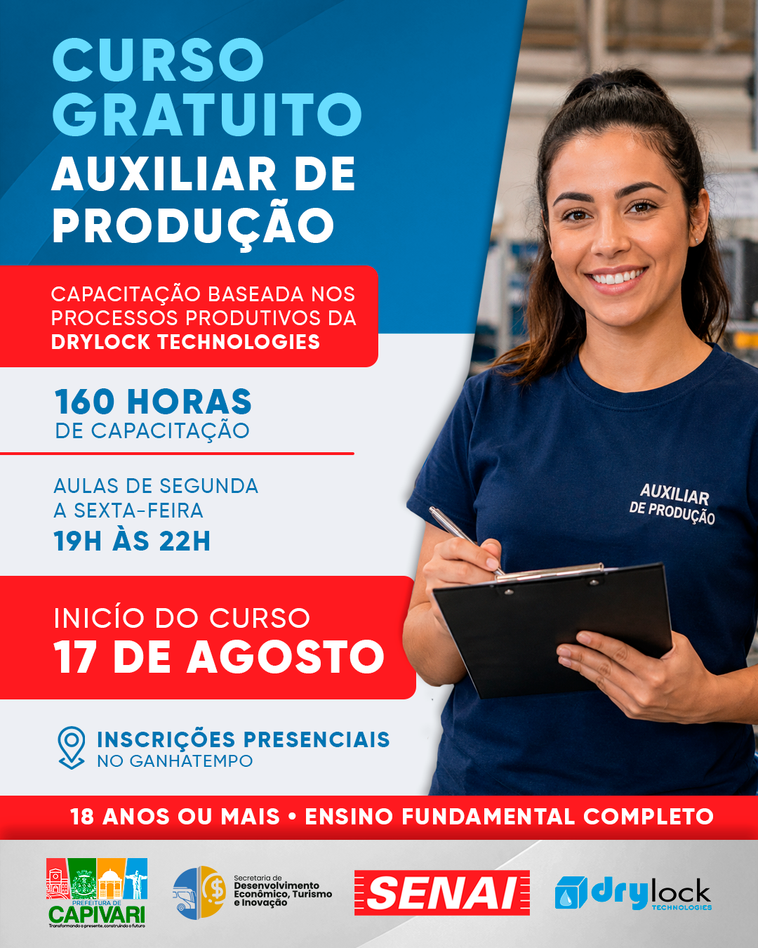 Curso gratuito de Auxiliar de Produção tem nova data de início 5 CURSO SENAI AUX DE PRODUC387C383O