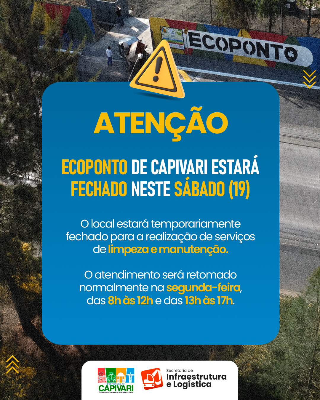 Ecoponto de Capivari estará fechado neste sábado 5 ECOPONTO FECHADO