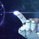 dedo da mao do robo graficos de tecnologia de fundo de ia
