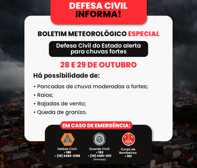 Defesa Civil alerta para previsão de chuvas fortes em São Paulo nesta quarta e quinta-feira 12 BOLETIM METEOROLC393GICO 1